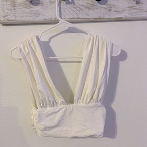 Forever 21 White Scrunch Crop Top